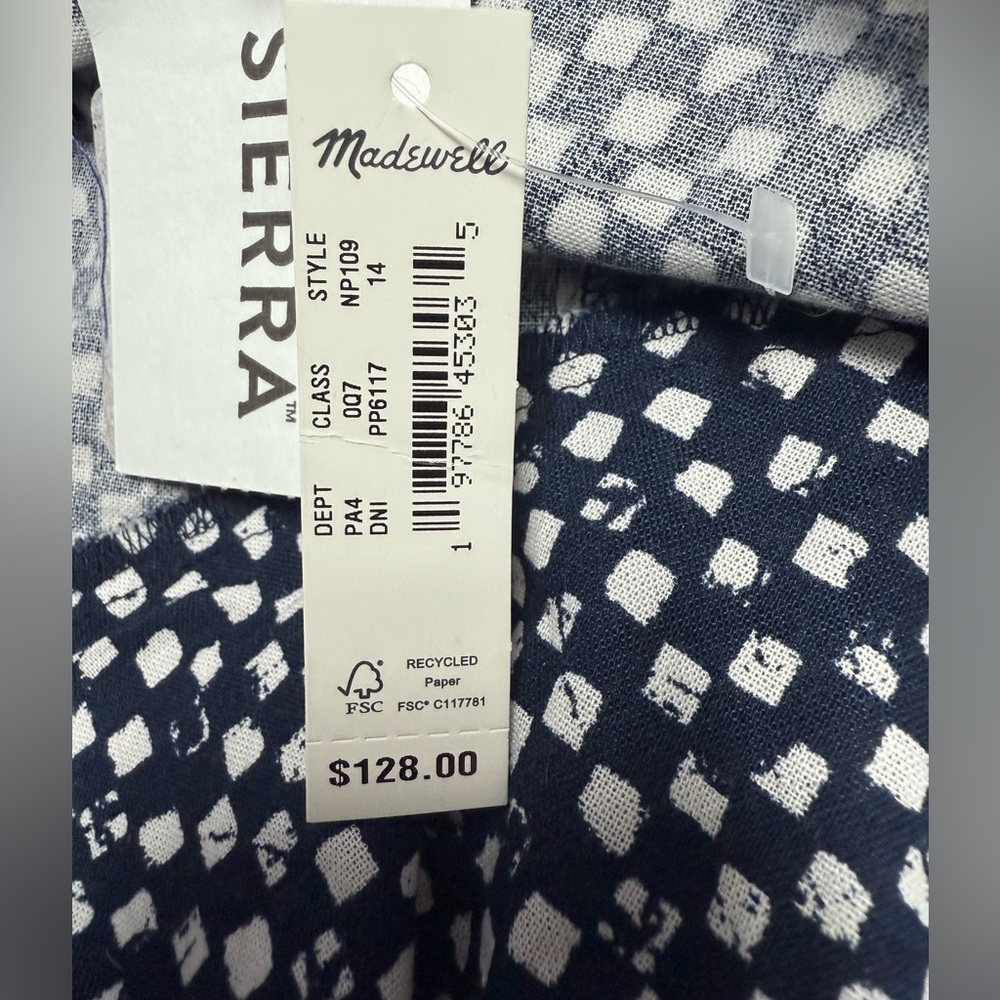 Madewell Navy and White boho cotton Midi Sundress 14 - Picture 12 of 14